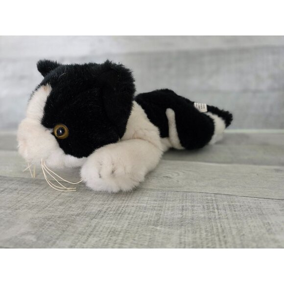 FAO Schwarz Plush Black & White Tuxedo Cat Stuffed Animal Toy - Picture 1 of 8